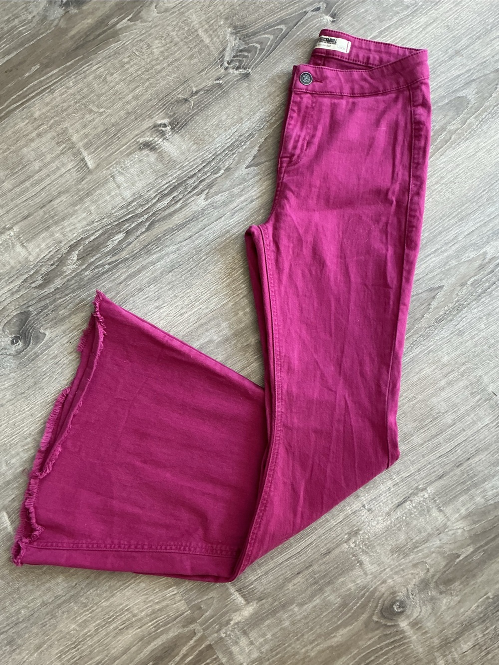Rock & Roll Bargain Button Bell Mid-rise Raspberry Jeans - Picture 11 of 11